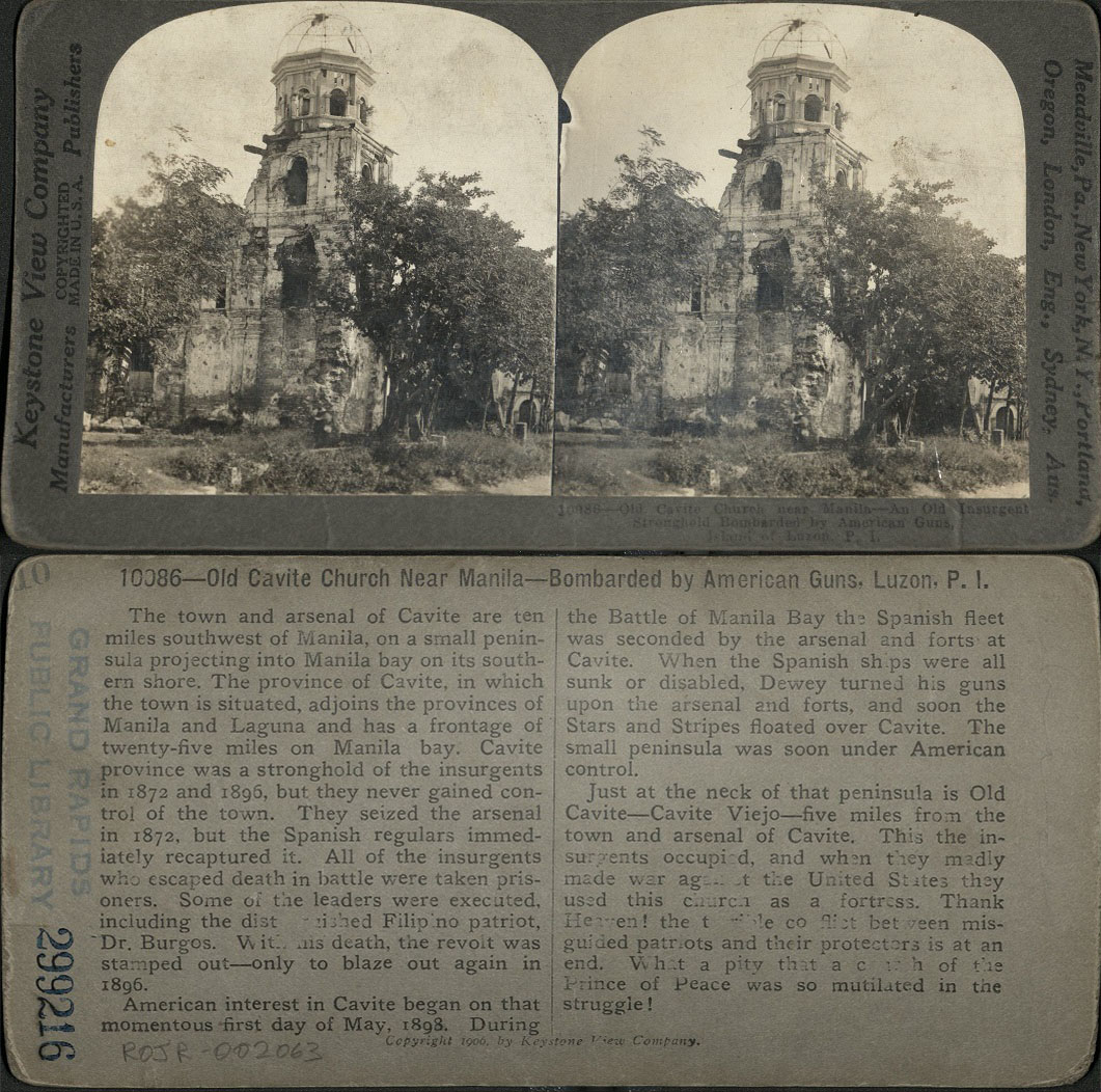 Old Cavite Church Near Manila – An Old Insurgent Stronghold Bombarded by American Guns, Island of Luzon, P. I.